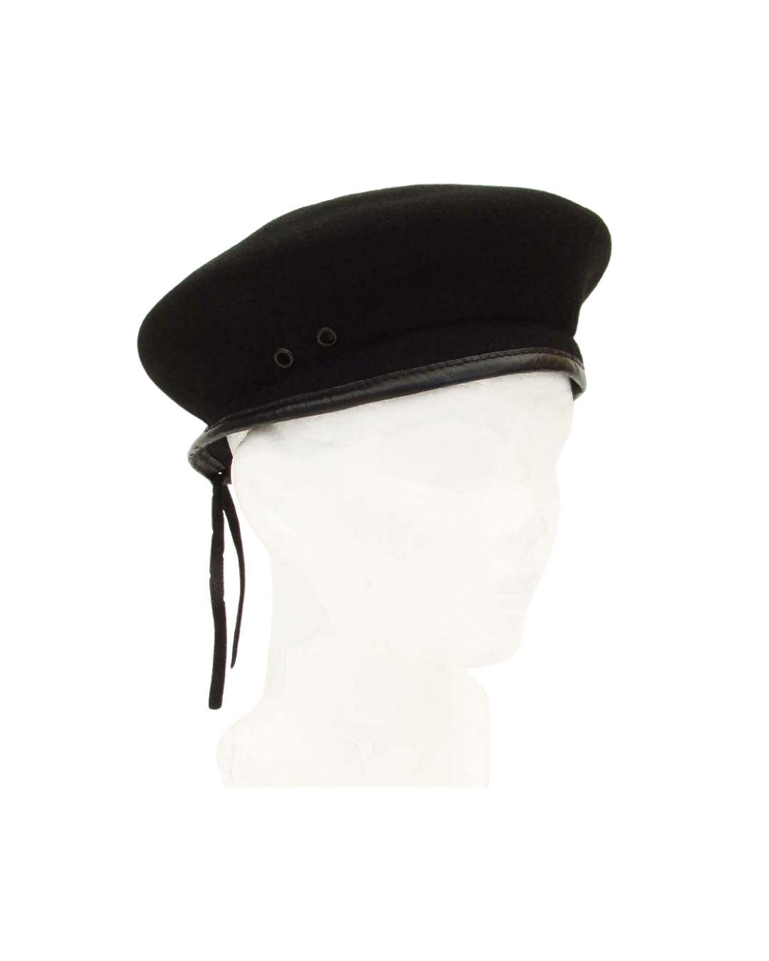 Boina tipo alemana negra con filo de piel estilo militar para seguridad