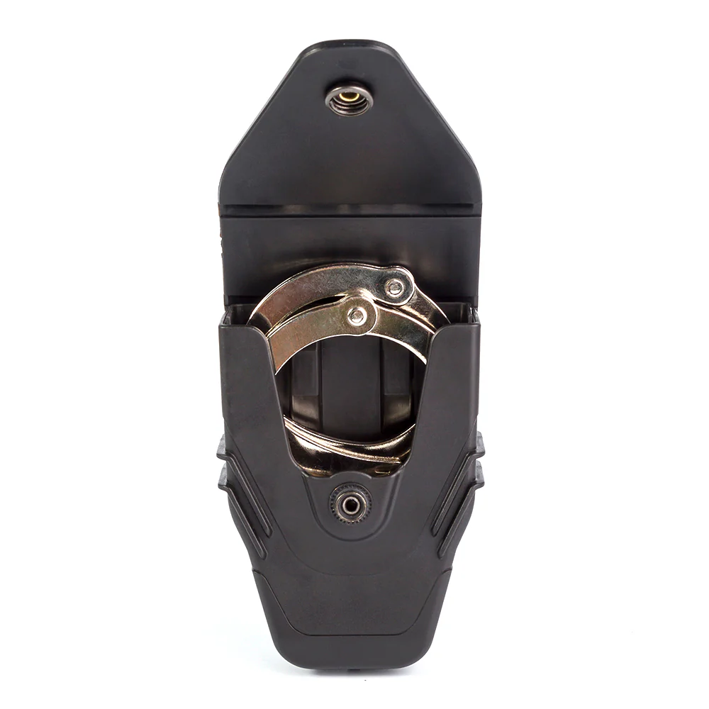 Porta esposas con seguro flexible y gancho para cinturón