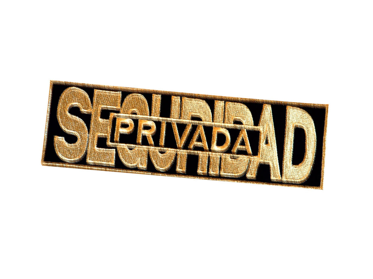 Detalle parche bordado “Seguridad Privada” alta calidad textil