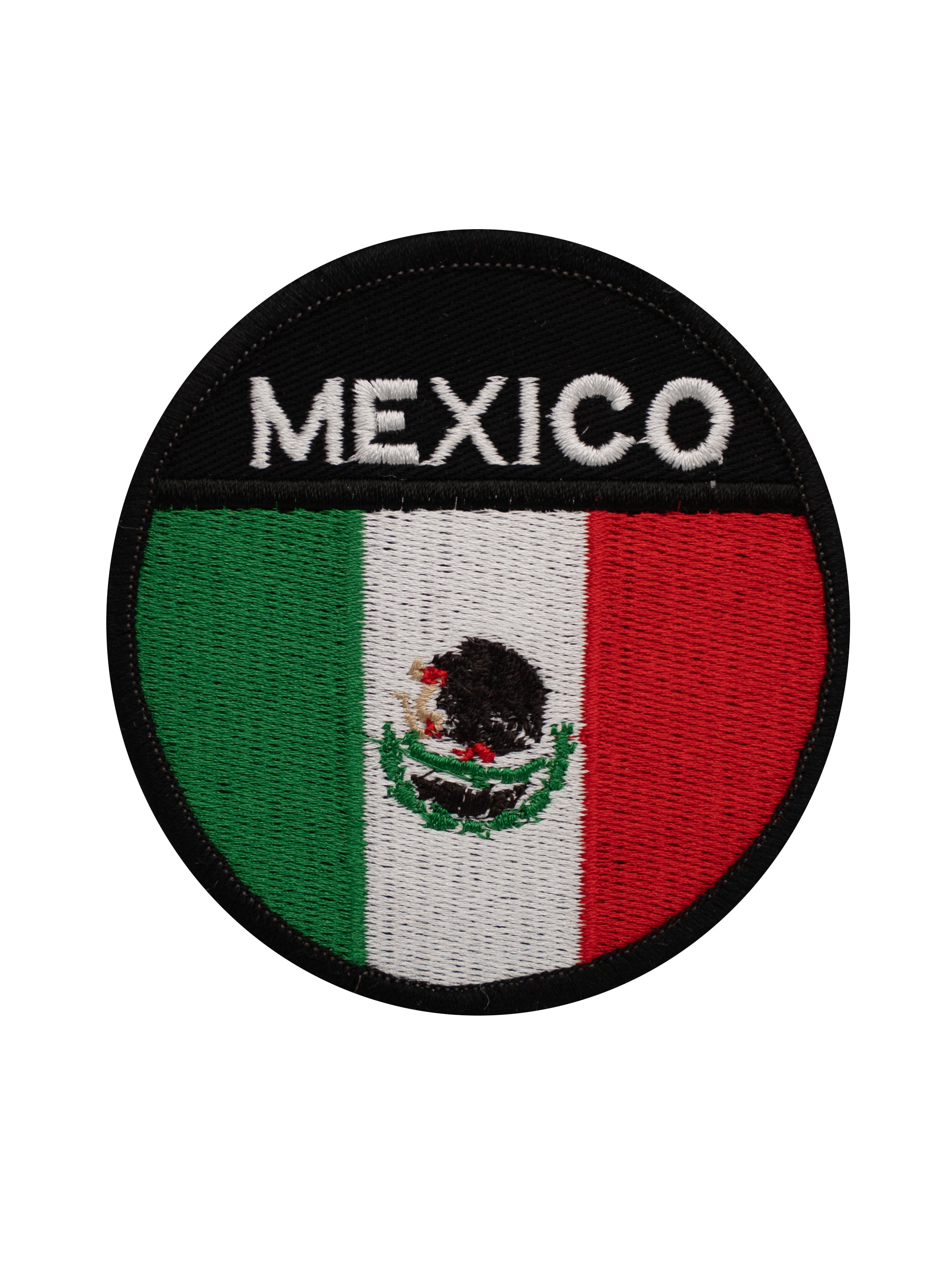 Variante redonda de parche Bandera México cosido directo