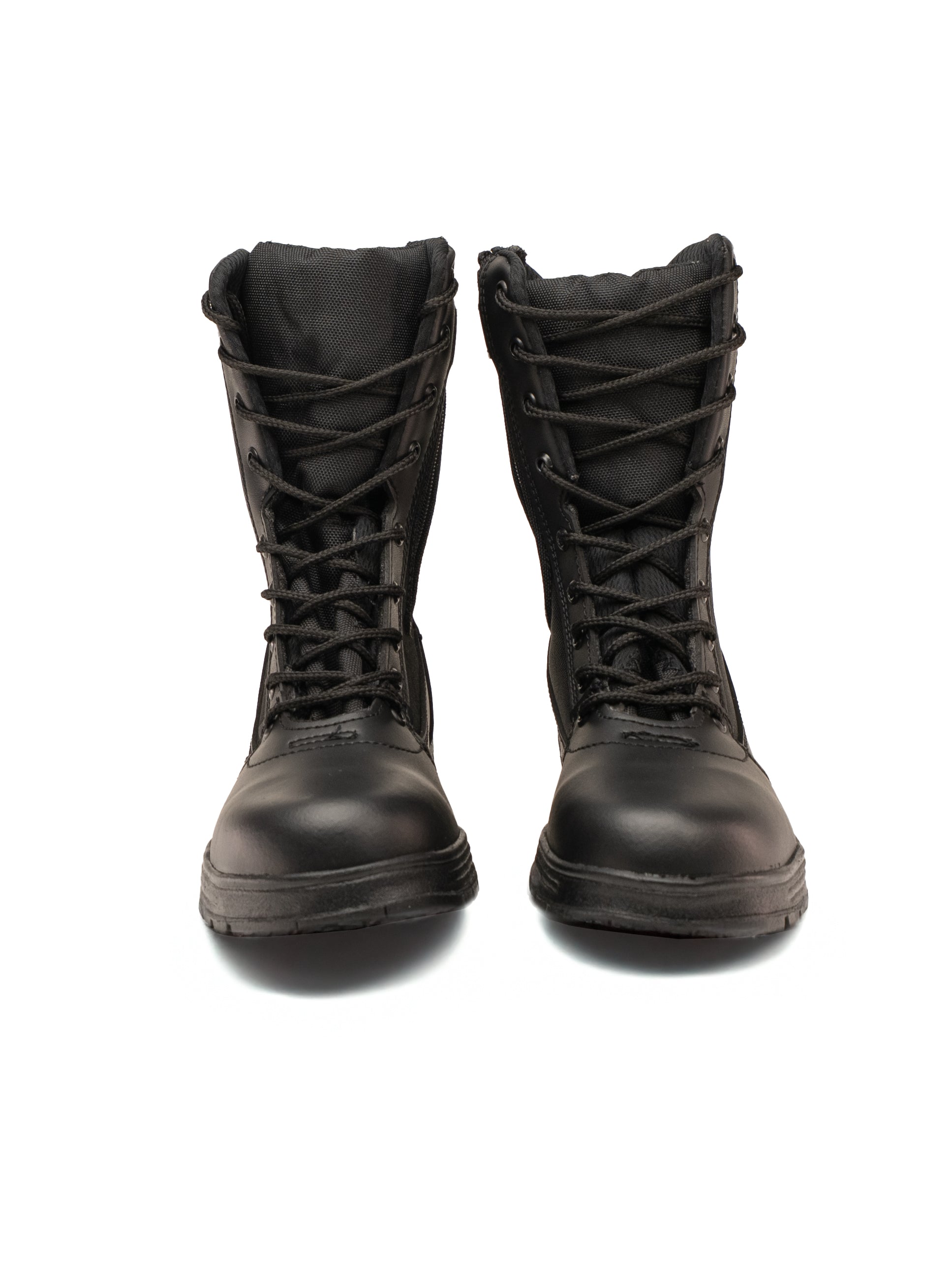 Botas negras de piel con lona, cómodas y ventiladas para climas cálidos, perfectas para seguridad privada y uso diario tactico