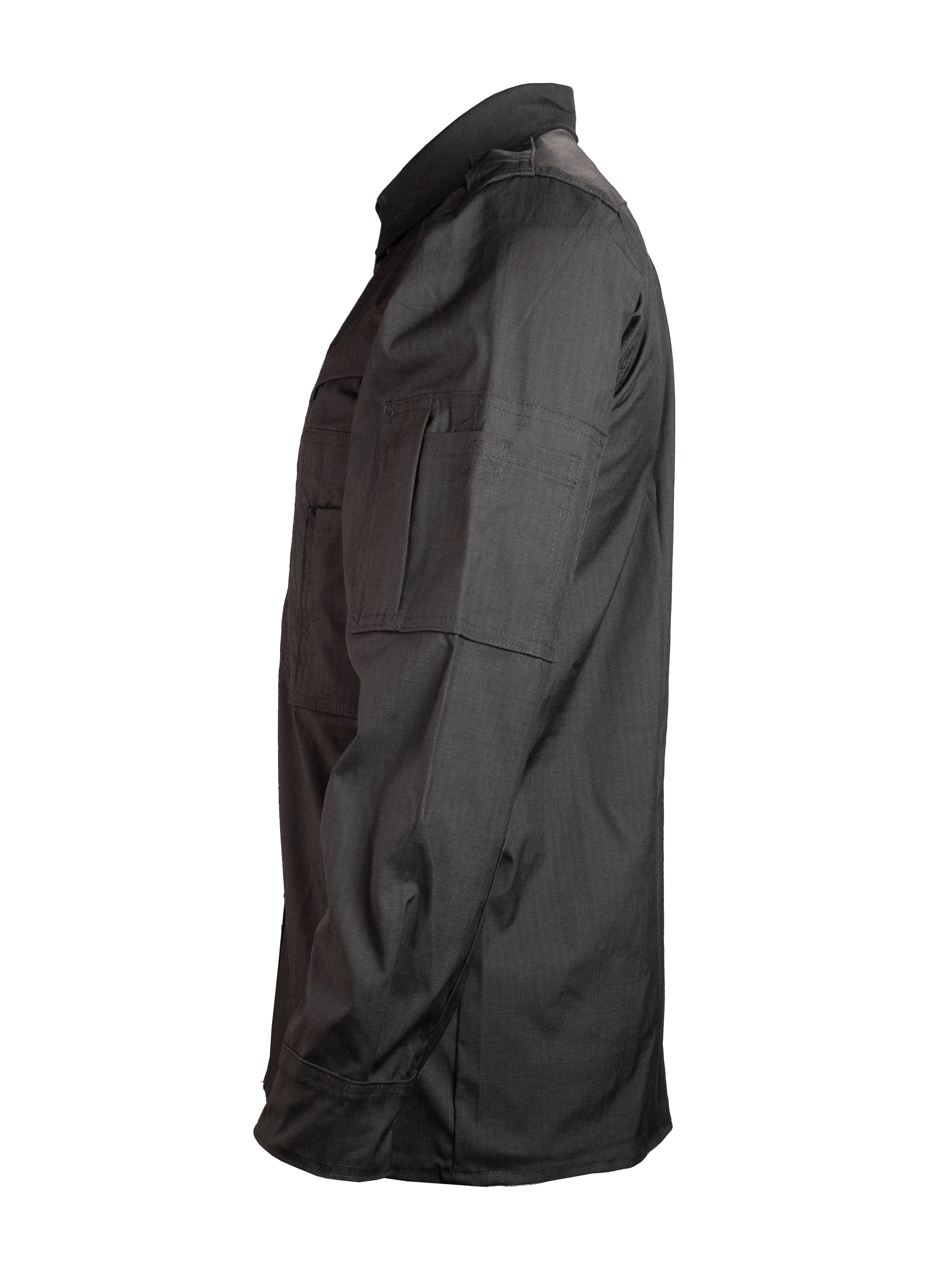 Camisola táctica Aviador color negro, confeccionada en micro ripstop con repelente y elastano, ideal para movilidad en situaciones operativas