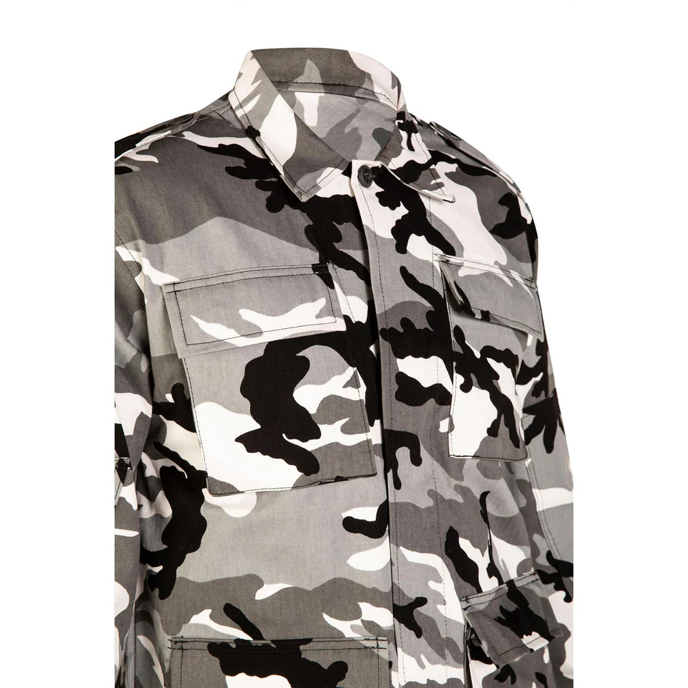 Camisola camuflaje nieve en algodón, ideal para ambientes fríos y patrullajes con discreción visual