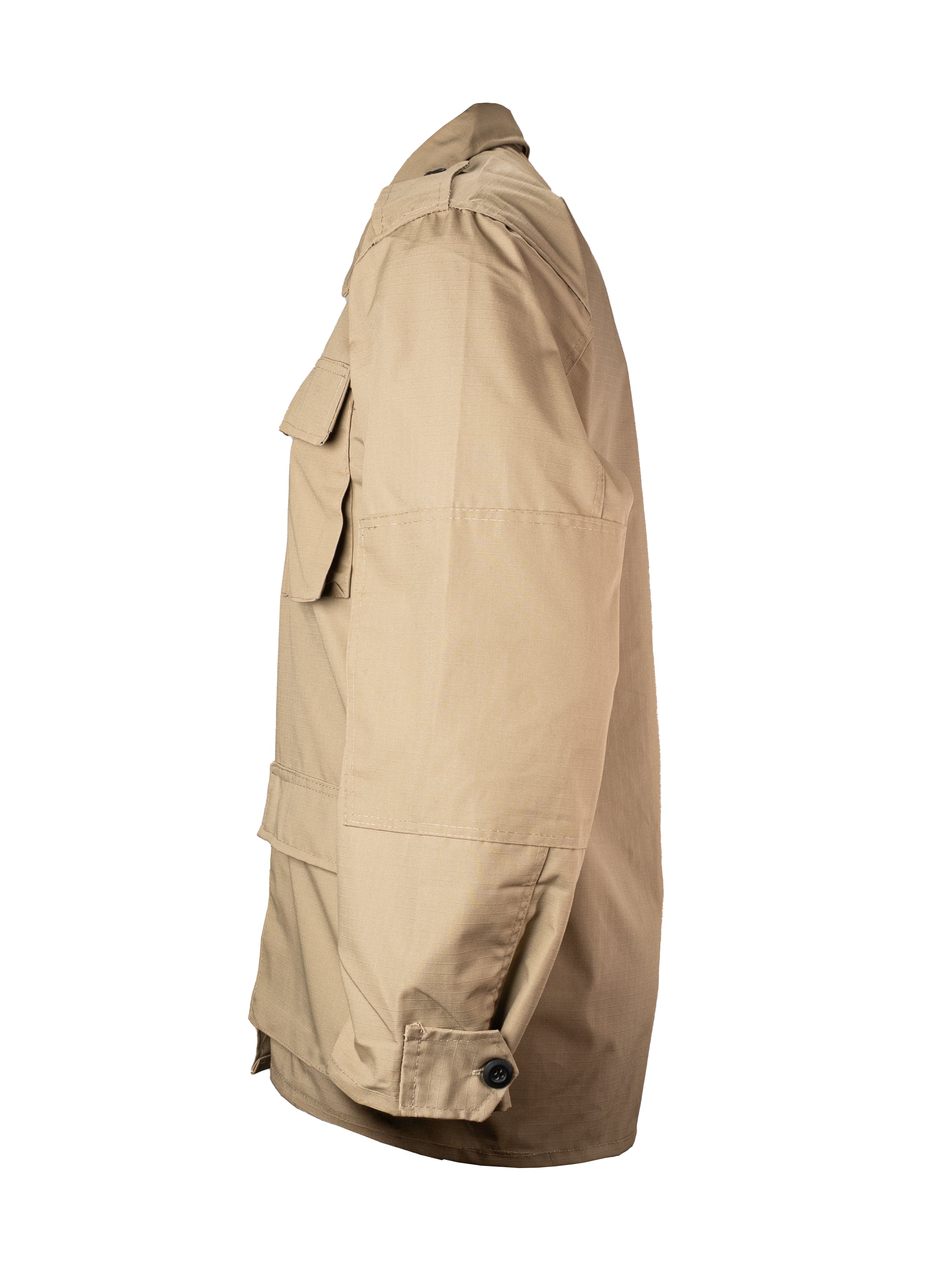 Camisola táctica color kaki en tela Ripstop Royal, resistente, transpirable y cómoda para fuerzas de seguridad y tareas operativas
