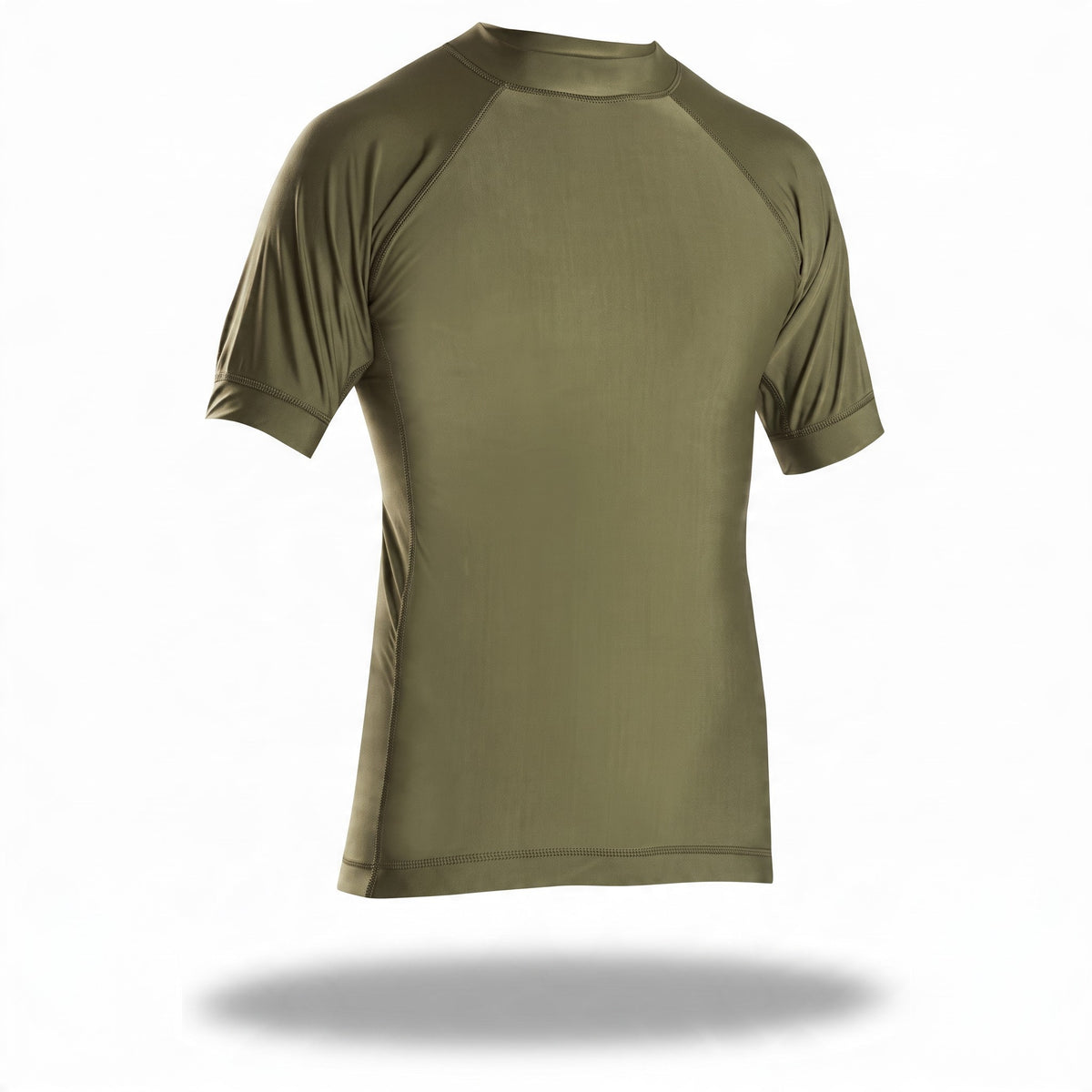 PantaTony Petto Undergear olive green short sleeve compression base layer shirt with moisture-wicking mesh panels.