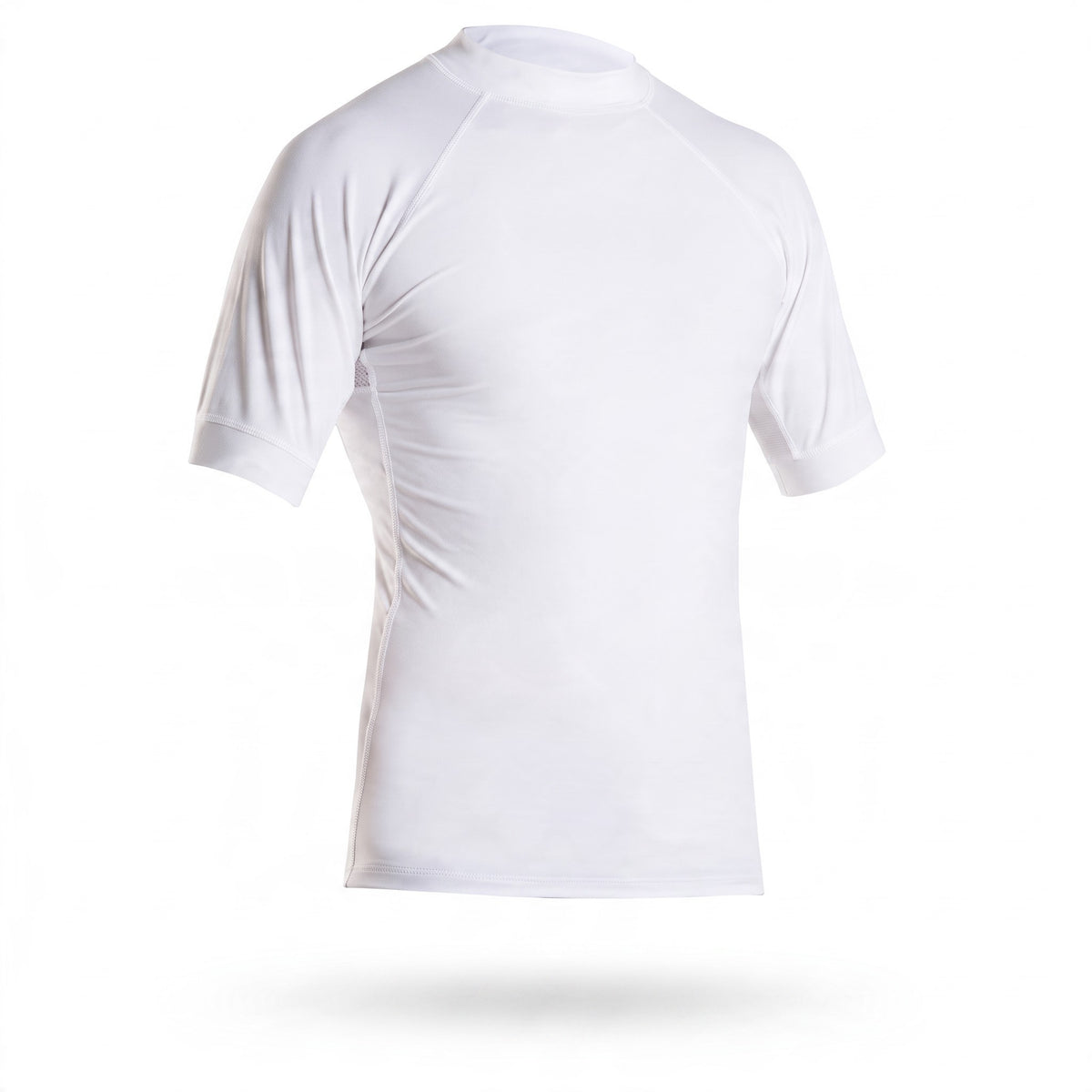 PantaTony white short sleeve compression base layer shirt with moisture-wicking fabric and breathable mesh panels.