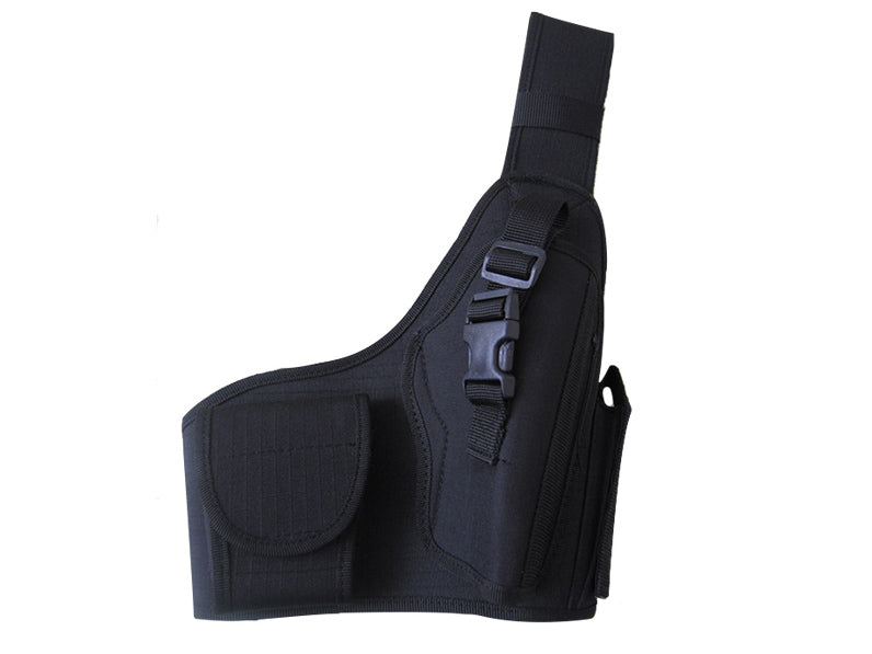 Piernera táctica con funda tubular rígida para pistola y porta esposas

