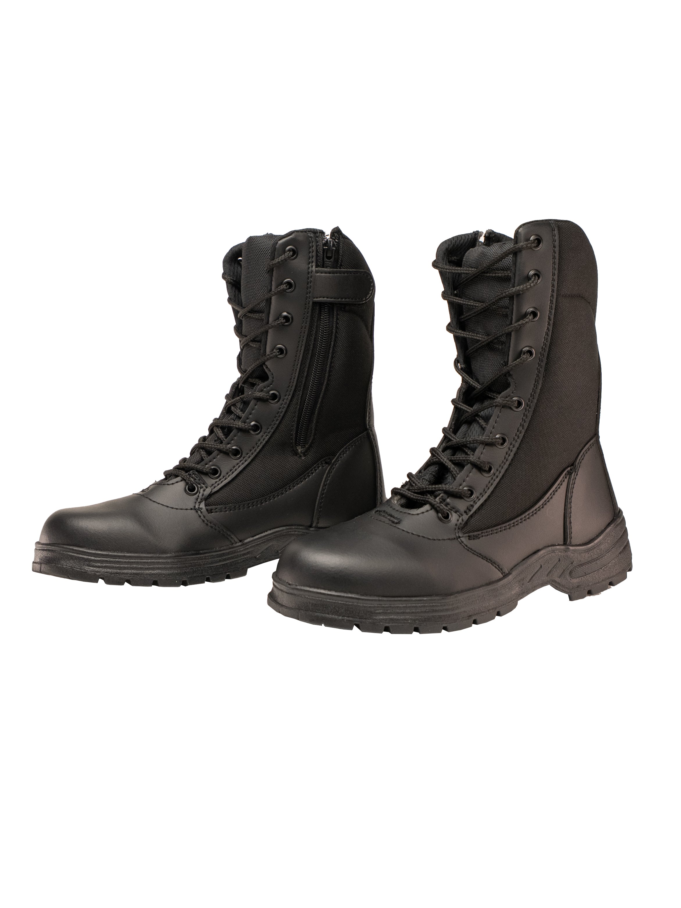Botas negras de piel con lona, cómodas y ventiladas para climas cálidos, perfectas para seguridad privada y uso diario