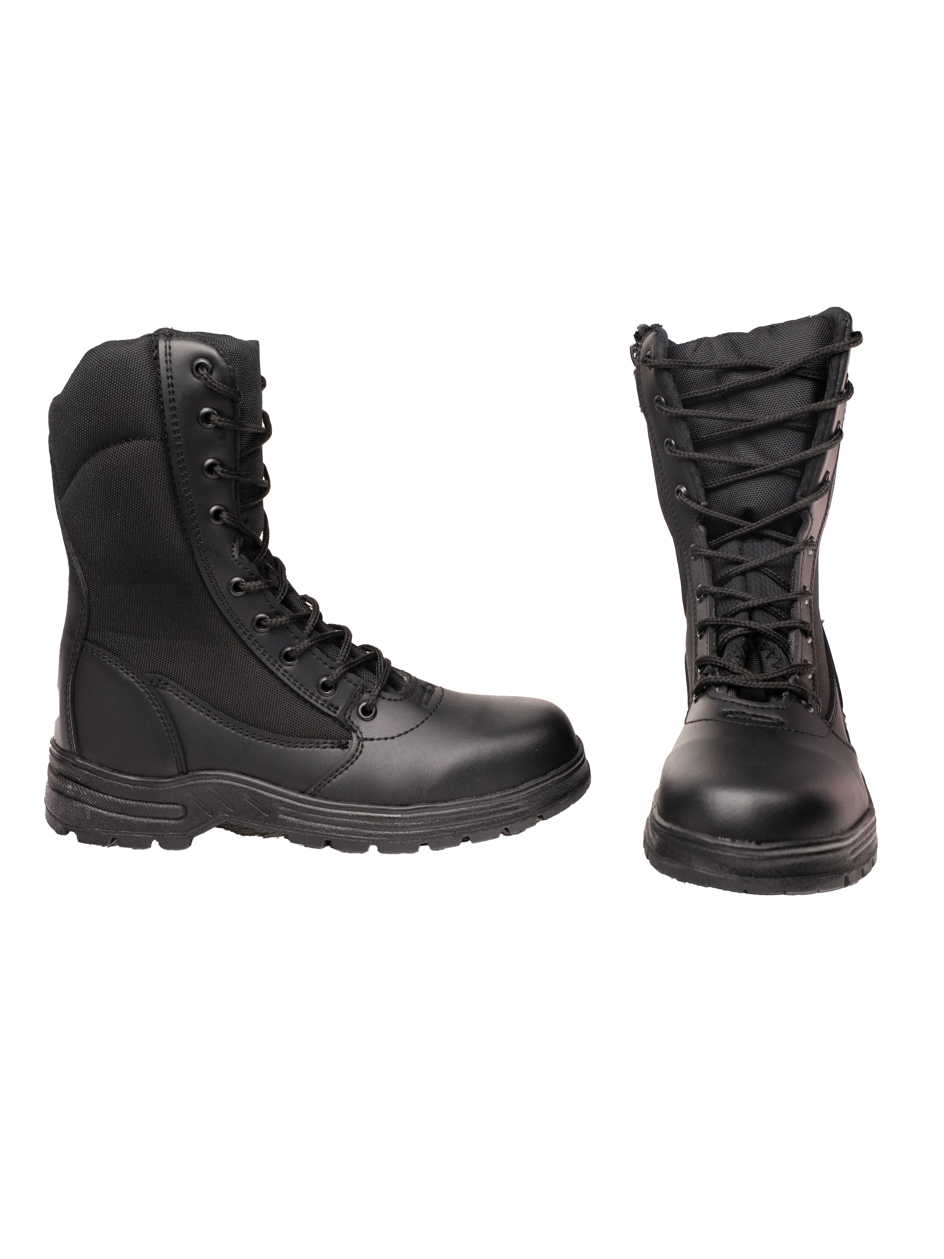 Botas negras de piel con lona, cómodas y ventiladas para climas cálidos, perfectas para seguridad privada y uso diario tactico

