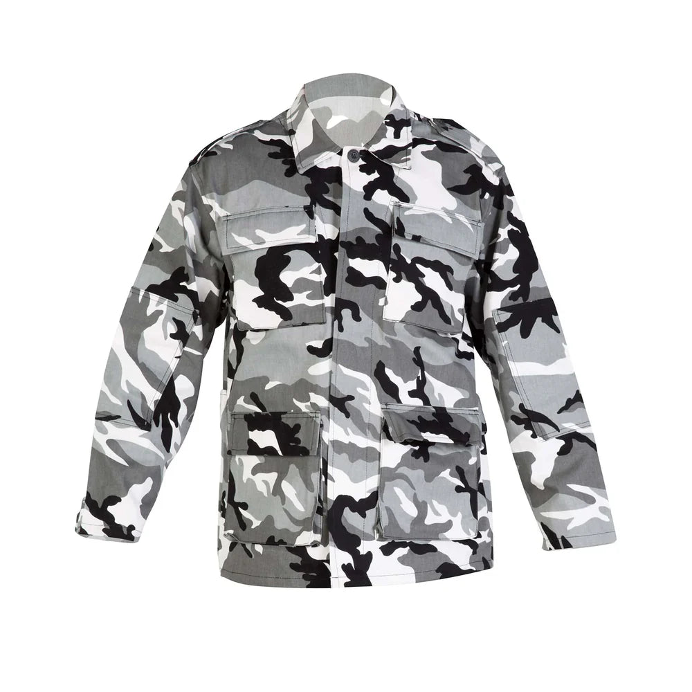 Camisola camuflaje nieve en algodón, ideal para ambientes fríos y patrullajes con discreción visual