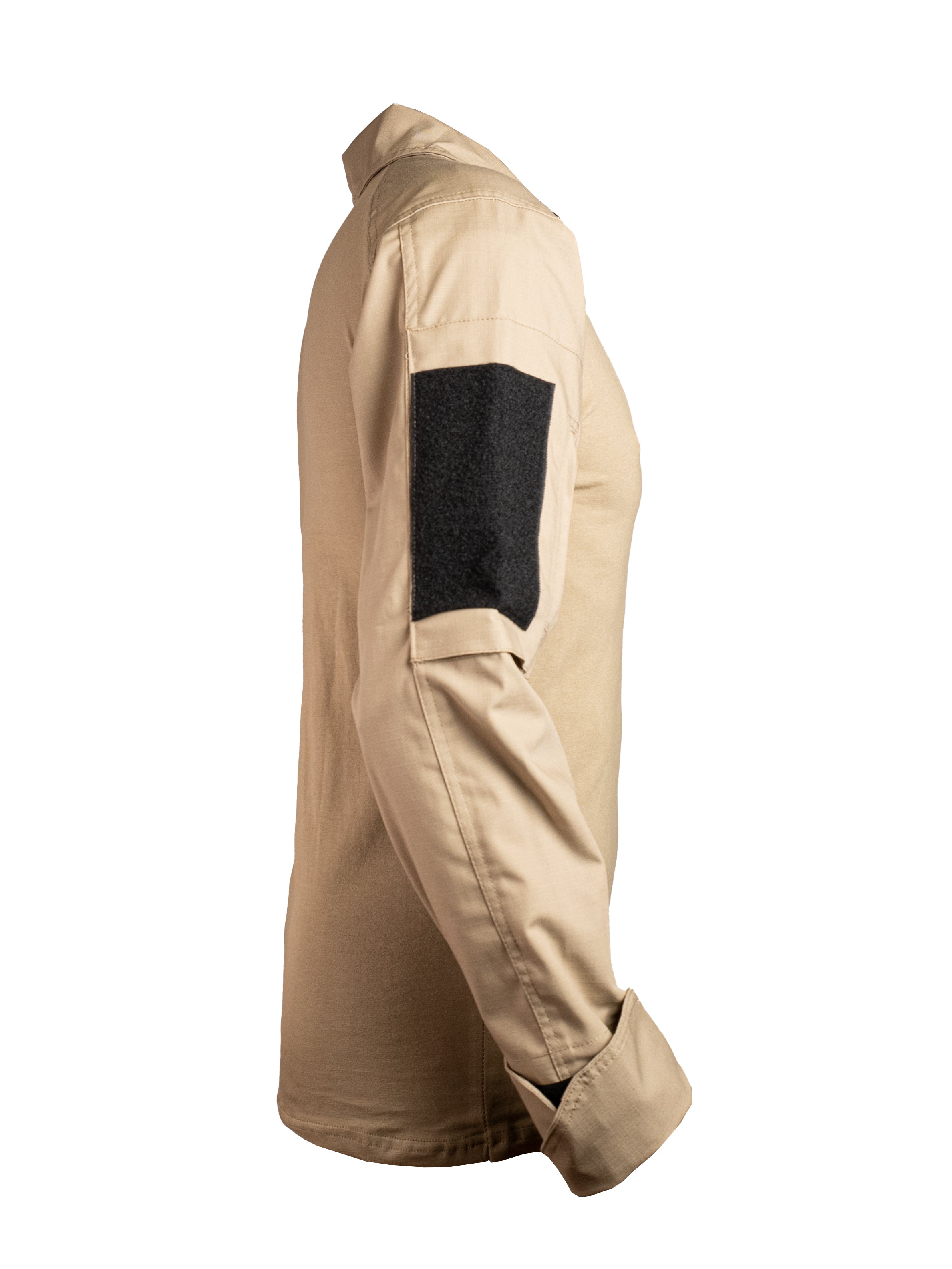 Camisola táctica ligera color kaki con refuerzo Ripstop, fresca y resistente para climas cálidos y uso operativo