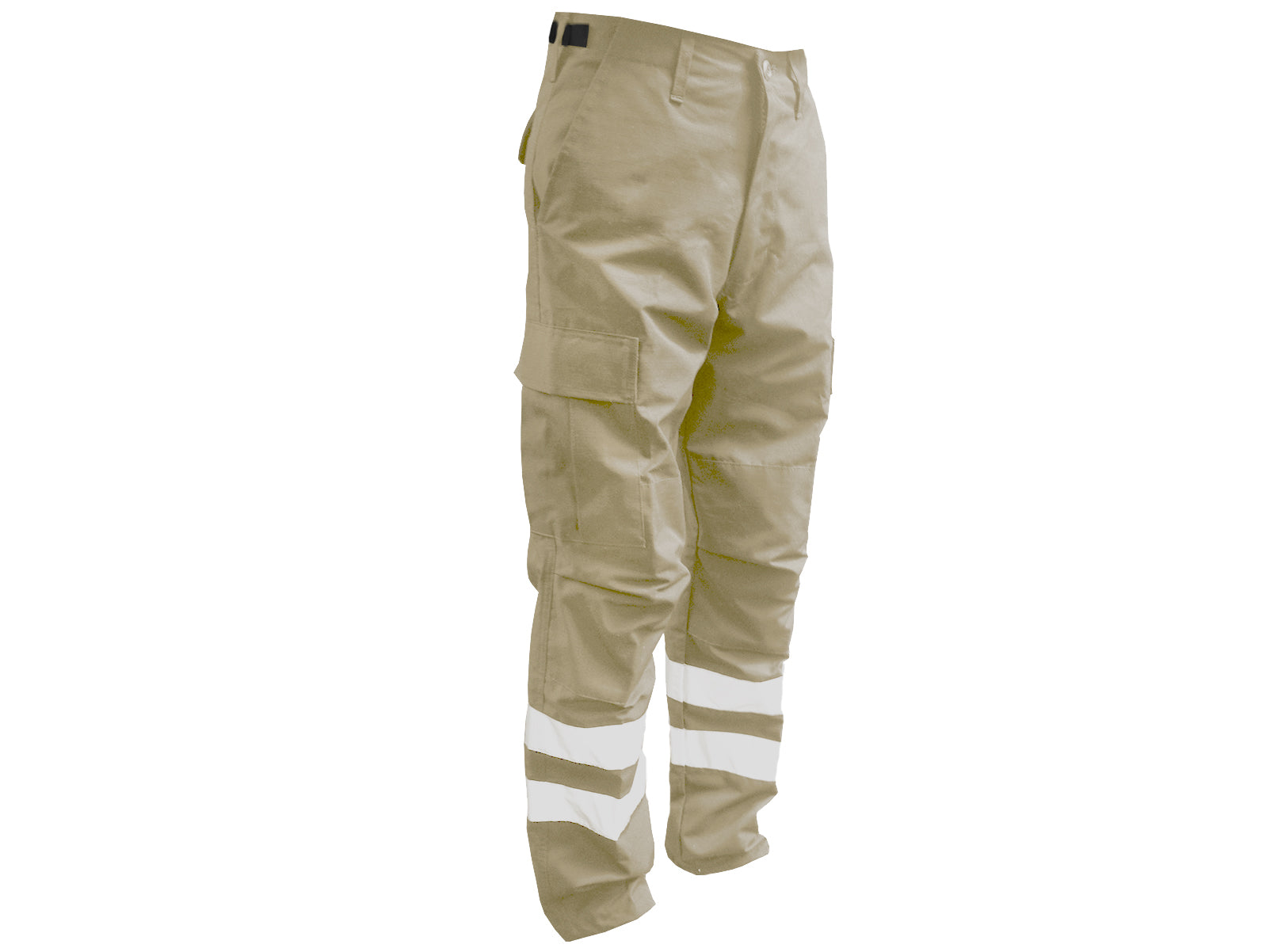 Pantalón Comando Ripstop Royal color caqui con franjas reflejantes, diseñado para seguridad operativa y alta visibilidad