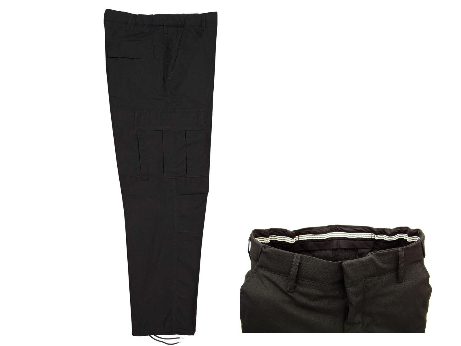 Pantalón Comando Ripstop Supremo color negro, confeccionado en tela táctica resistente de poliéster y algodón