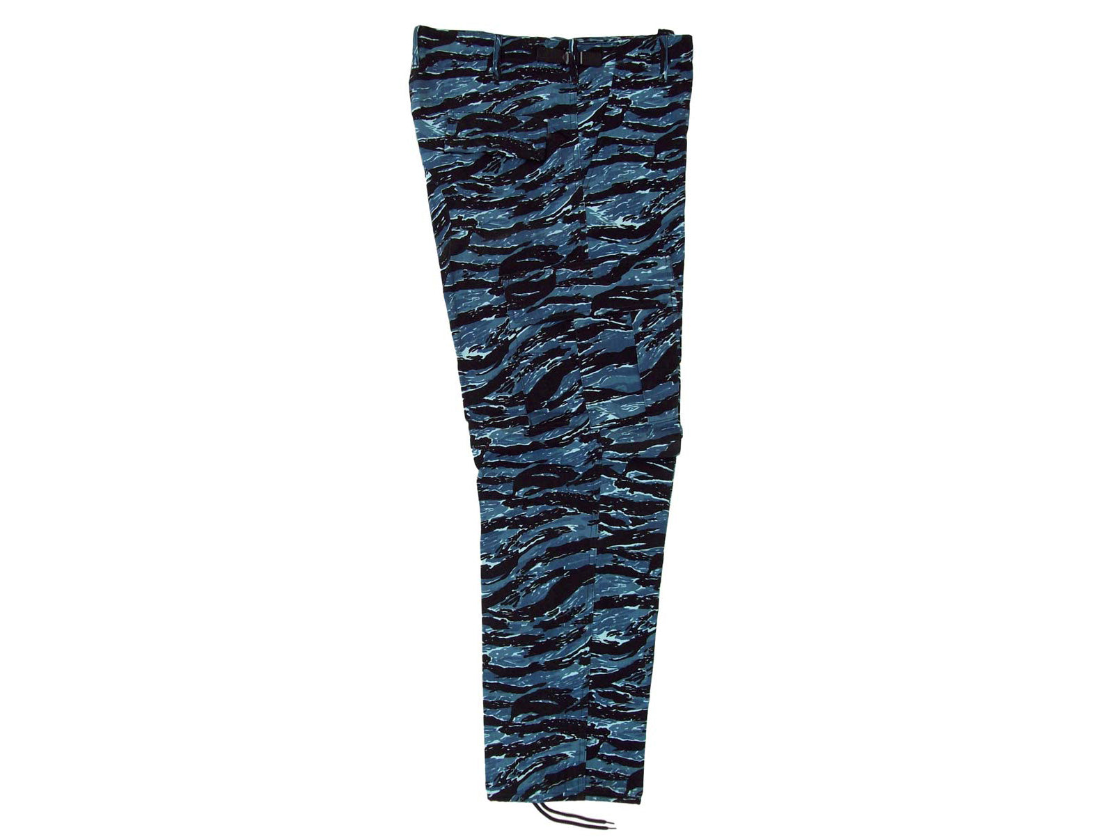 Pantalón camuflaje tigre azul confeccionado en gabardina de algodón, ideal para ambientes urbanos o uniformes personalizados