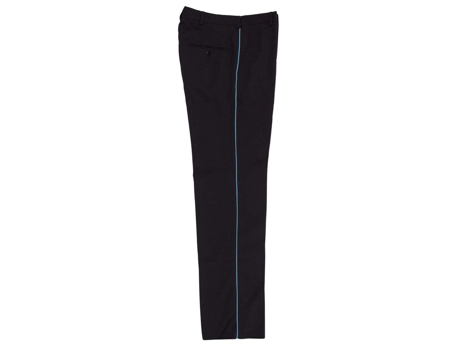 Pantalón Tampa negro con piola azul, diseño táctico con detalle distintivo, ideal para operaciones con visibilidad