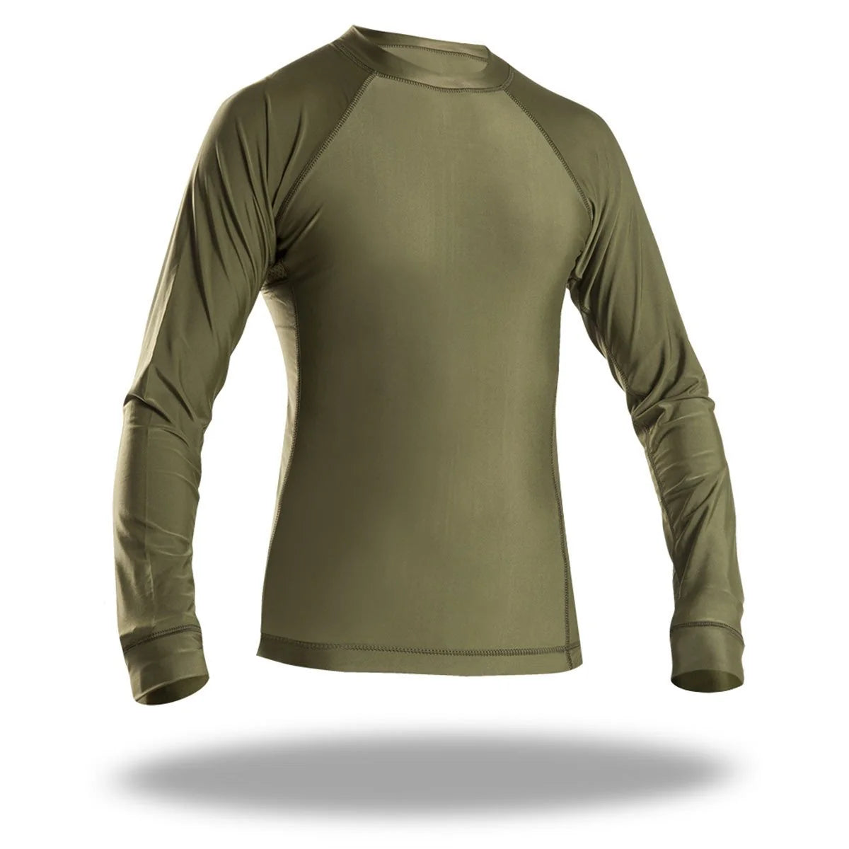 PantaTony Petto Undergear long sleeve base layer in olive green with moisture-wicking nylon spandex fabric.