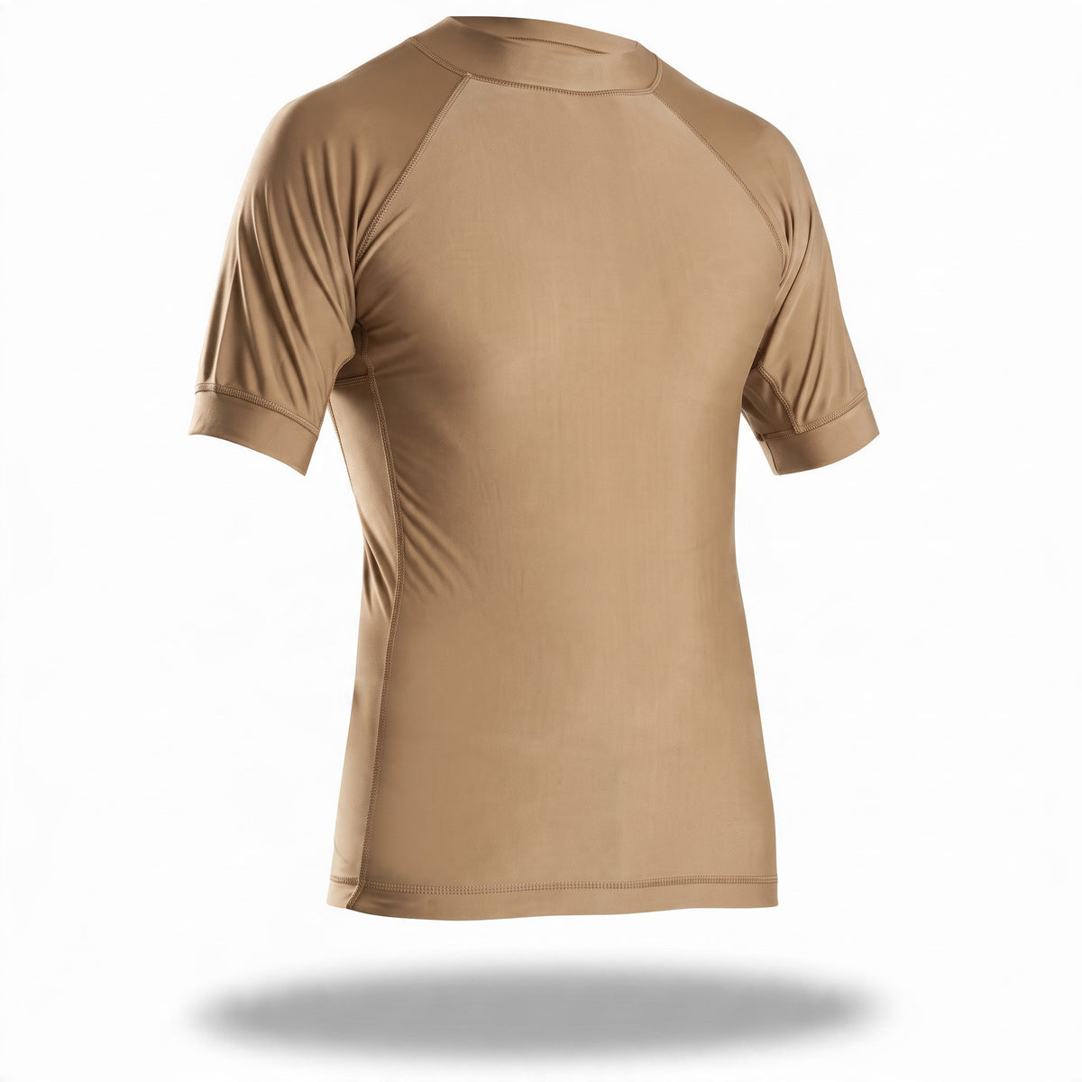 PantaTony Petto Undergear tan short-sleeve compression base layer with breathable mesh panels and flatlock seams.